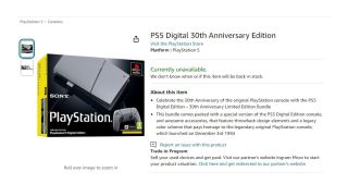 PS5 30th Anniversary PS5 Slim Amazon UK listing page