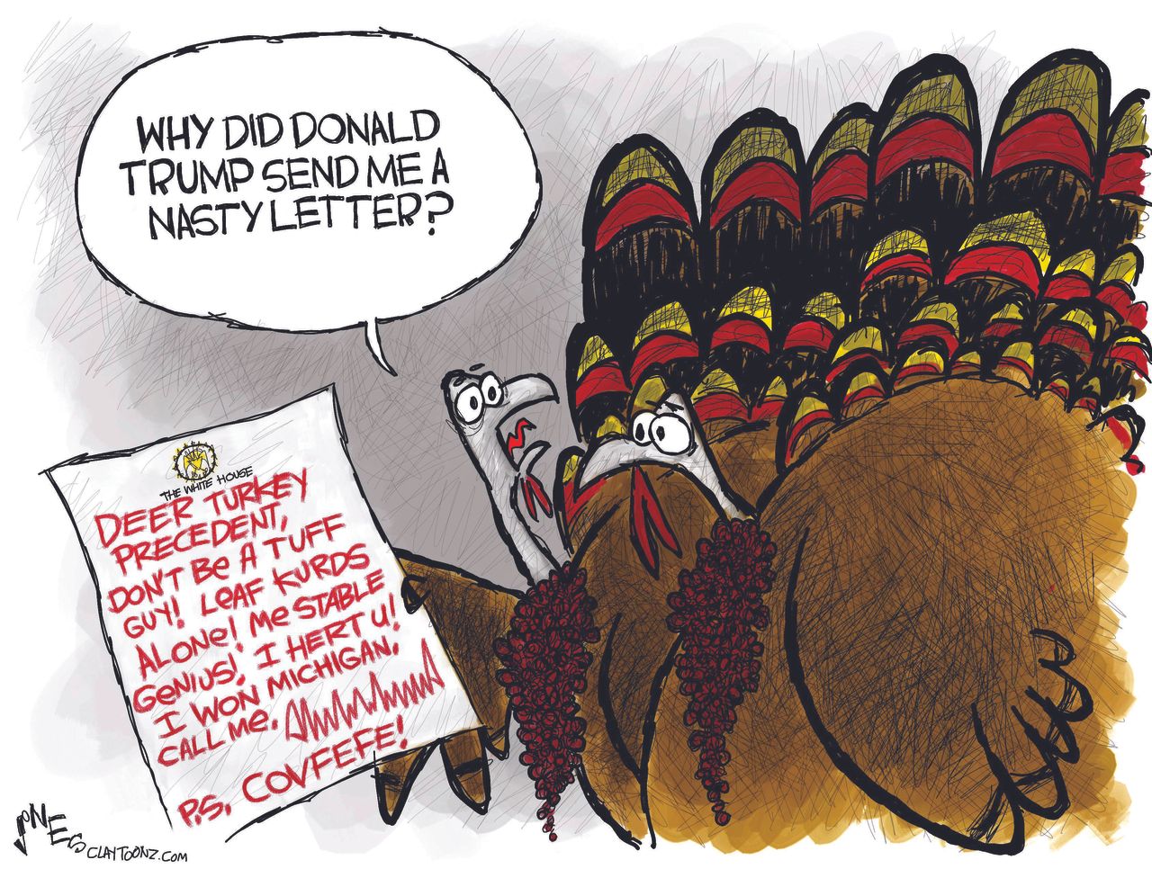 Political Cartoon U.S. Trump Letter Erdogan Turkey