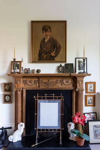 fireplace in study in a Regency townhouse