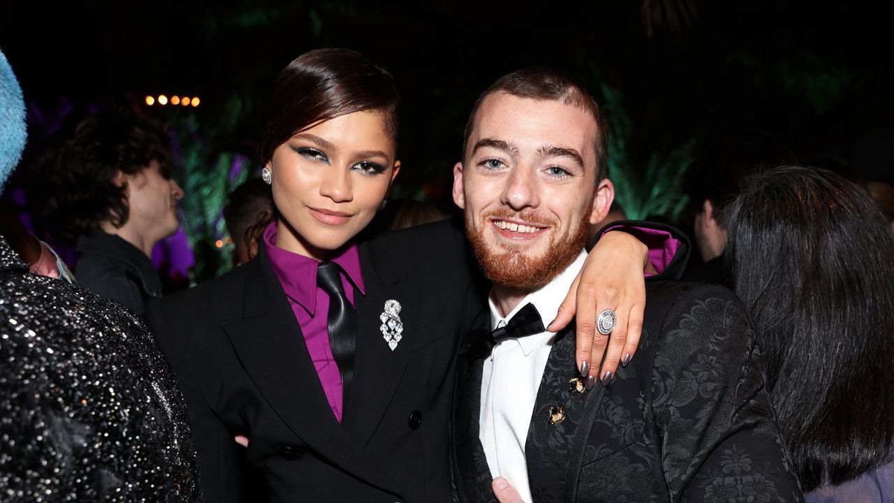 Zendaya and Angus Cloud attend the 2022 Vanity Fair Oscar Party in 2022