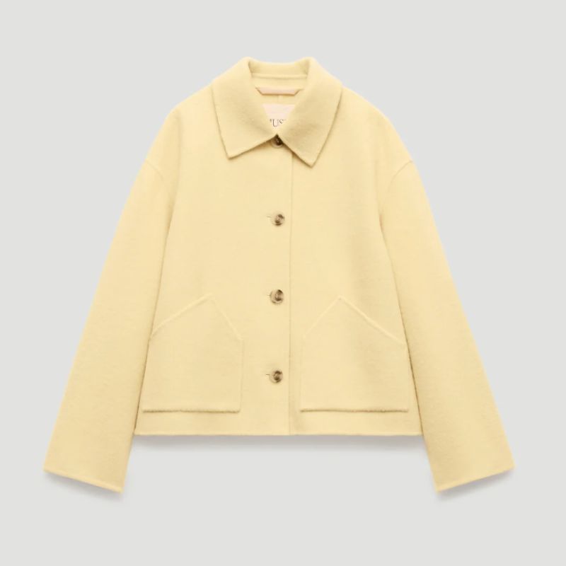 A cutout of a butter yellow jacket by Hush