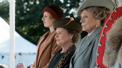 Laura Carmichael as Lady Edith, Imelda Staunton as Lady Maud Bagshaw and Dame Maggie Smith as Violet Crawley in Downton Abbey