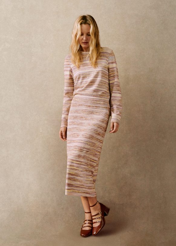 Lurdes Skirt - Pink / Yellow / Camel - Viscose Ecovero&amp;trade; Lenzing&amp;trade; - S&amp;eacute;zane