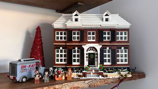 Home Alone lego house on shelf