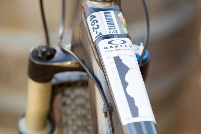 Riders use a profile guide to know where the climbs are during the prologue