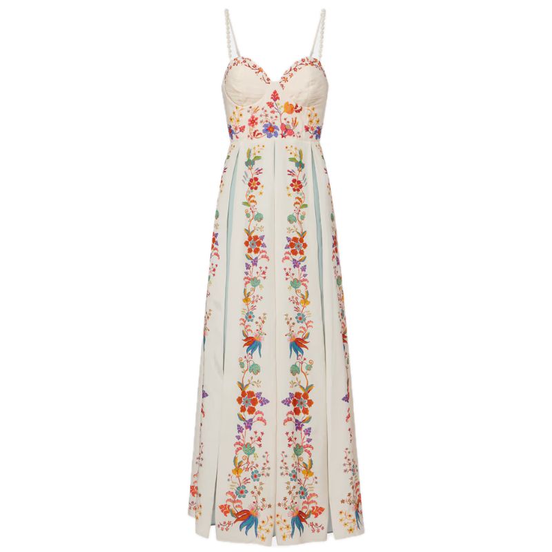 Farm Rio , Floral Pleated Cotton-Blend Maxi Dress