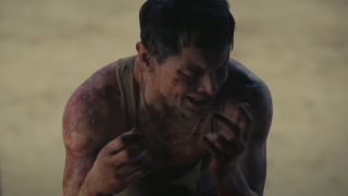 Jack O’Connell crying in visible pain in Sinners