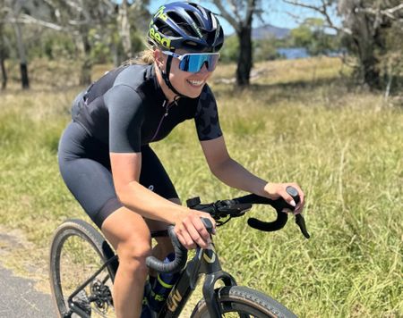 Before 2025 RADL GRVL, Melisa Rollins rides her new Liv bike on a training ride in South Australia