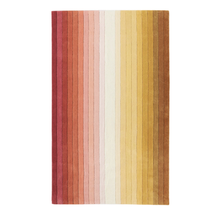 pink, white and yellow striped rug
