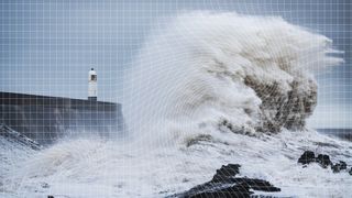 work for Climate Change Committee showing a lighthouse and a big wave