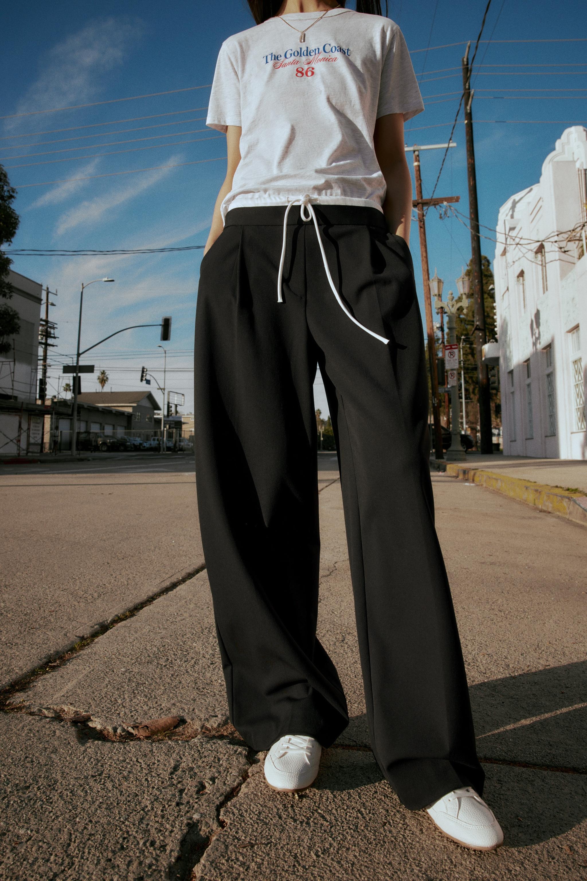 Zara, Double Waist Wide Leg Pants