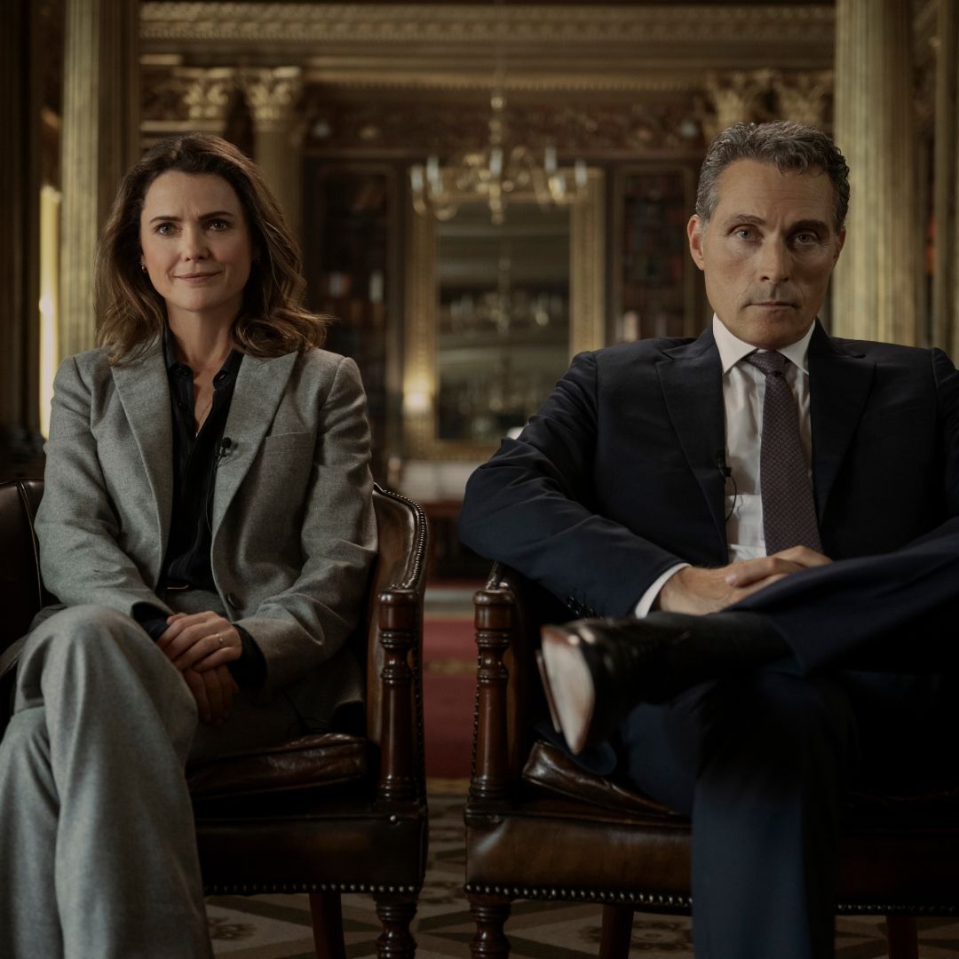 Keri Russell as Kate Wyler, Rufus Sewell as Hal Wyler in episode 305 of The Diplomat.