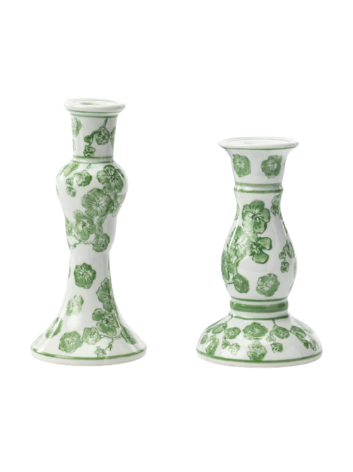 Moss Floral Taper Holders (set of 2)
