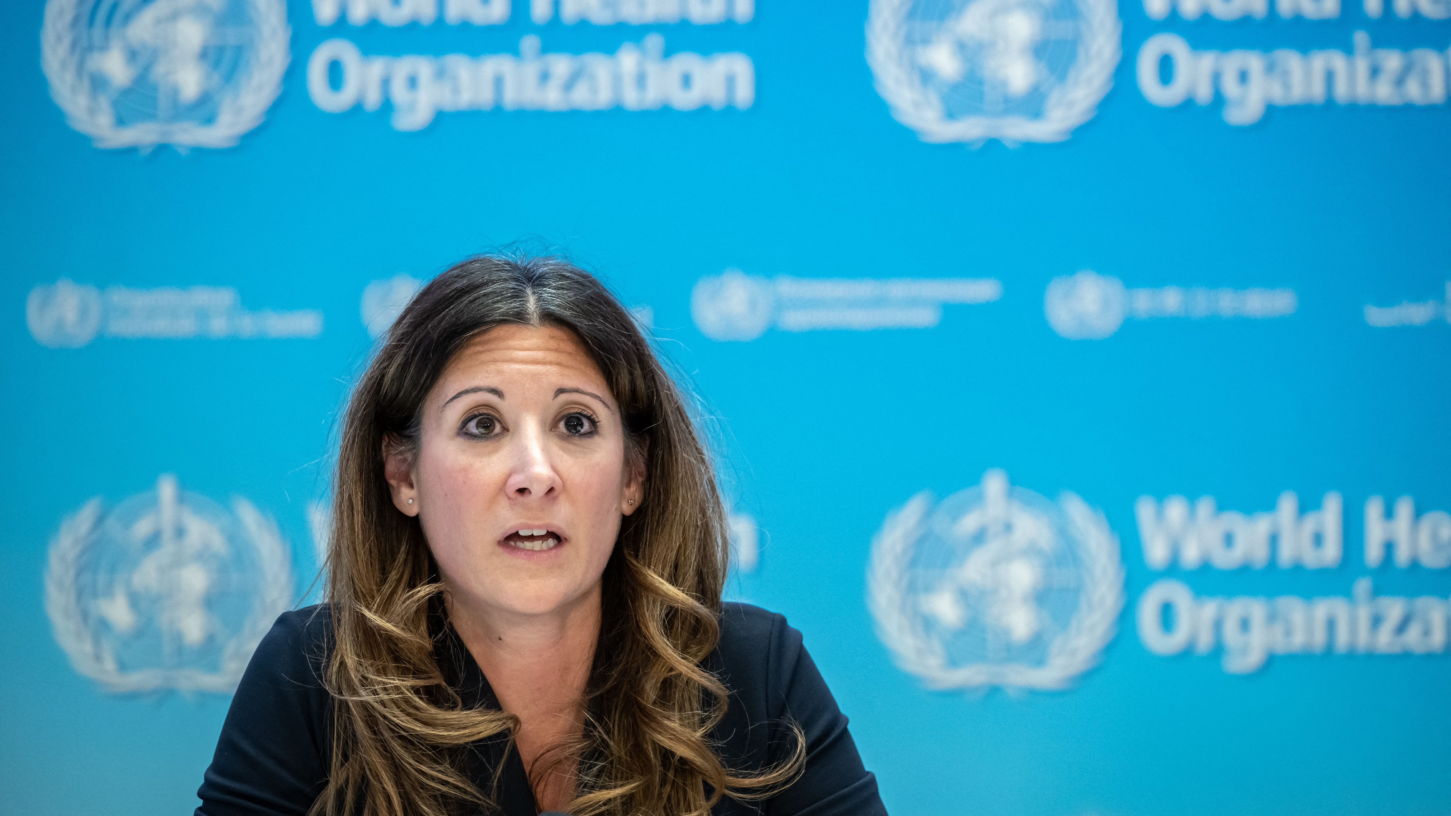 Maria Van Kerkhove looks on during a press conference at the World Health Organisation's headquarters in Geneva