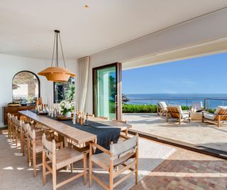 Dining room at Cindy Crawford's Malibu mansion