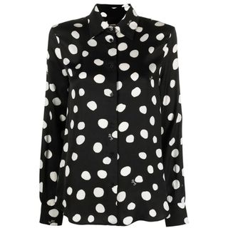 polka dot black and white blouse