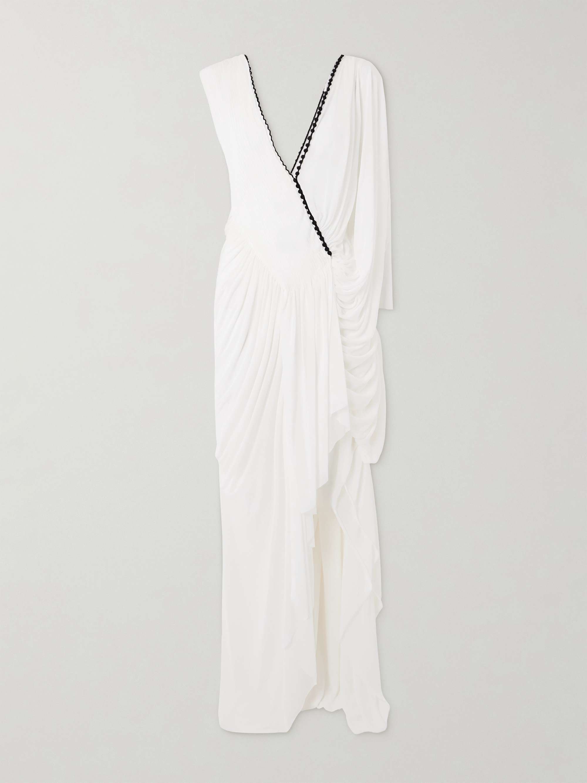 Sevi Cape-Effect Asymmetric Draped Silk Chiffon-Trimmed Jersey Midi Dress