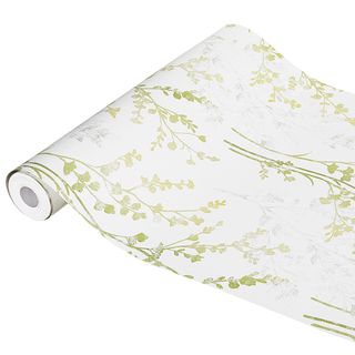 leaf printed wallpaper roll with green and white colours