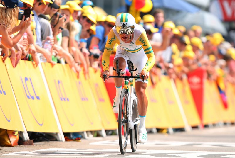 Richie Porte (Team Sky) approaches the line