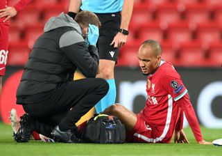 Fabinho's injury against Midtjylland added to Liverpool's defensive problems (Michael Regan/PA).