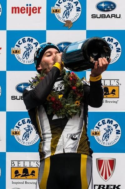 Geoff Kabush celebrates his Iceman Cometh victory