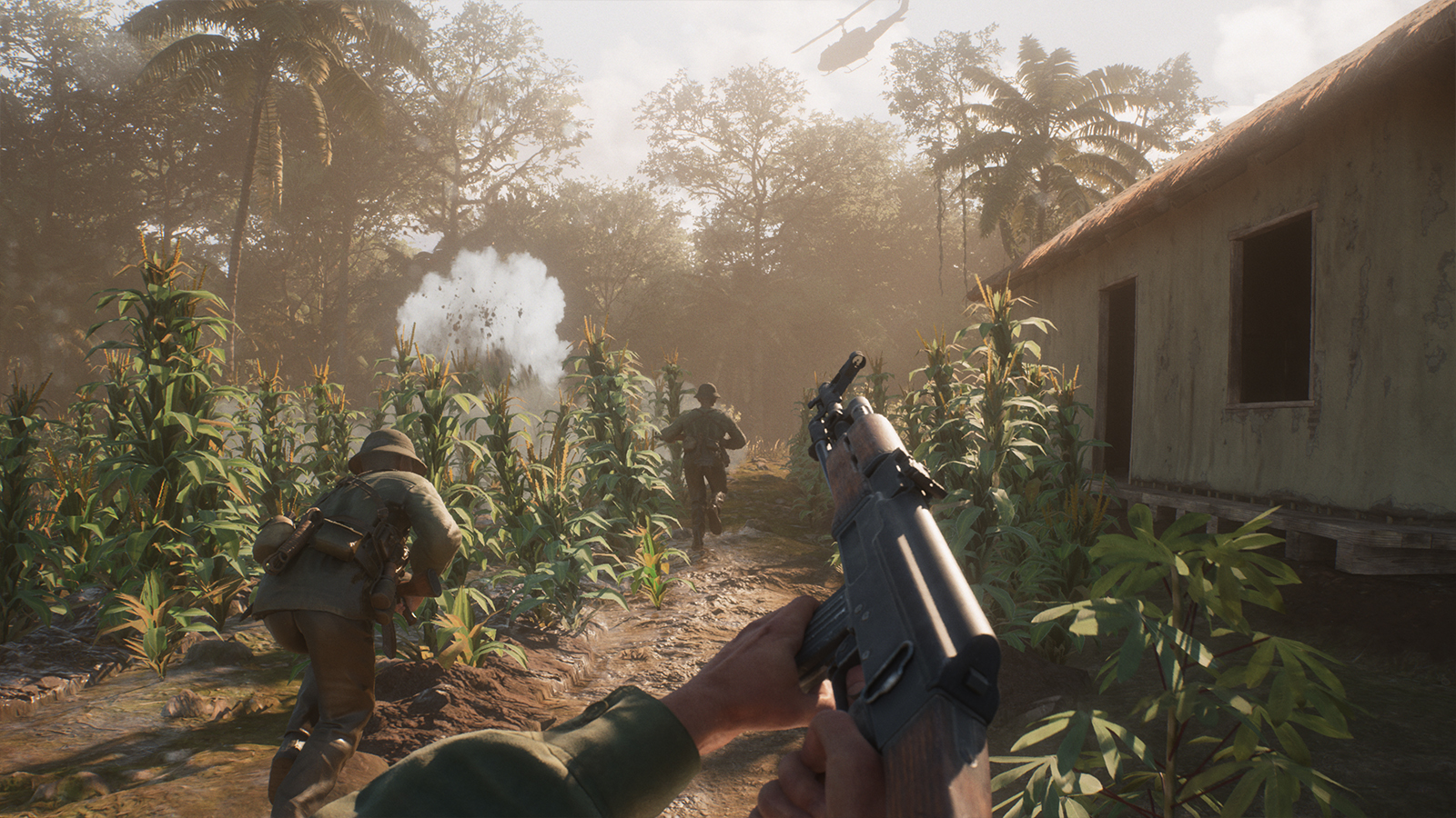 Screens from a game set in the Vietnam war
