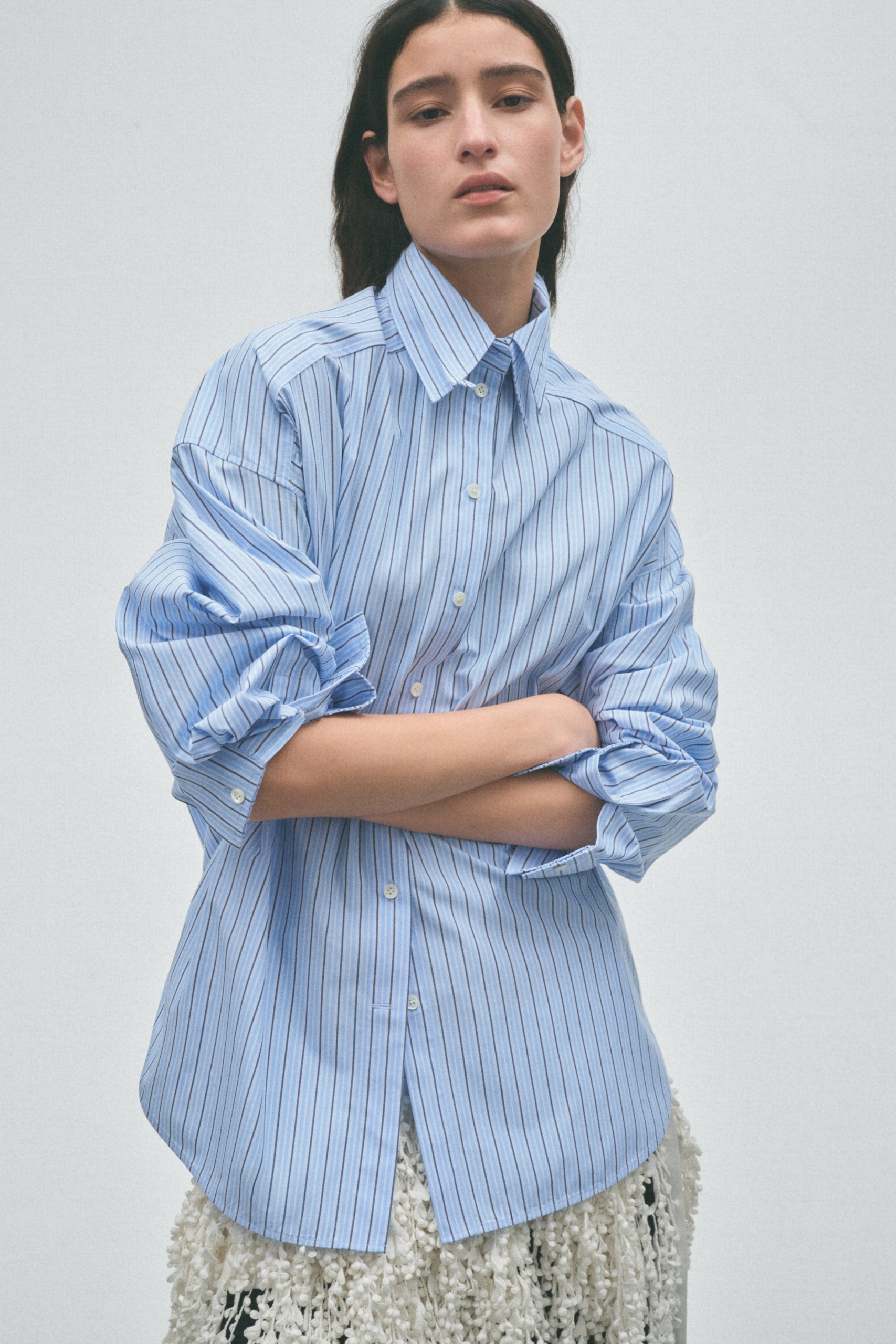 Layered-Look Poplin Shirt