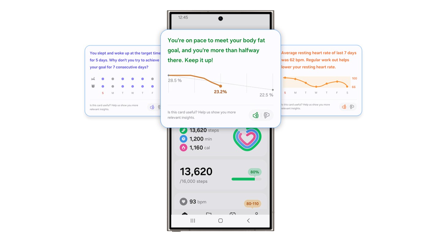 Samsung Health mock-up showing new Wellness Tips feature for One UI 6 Watch