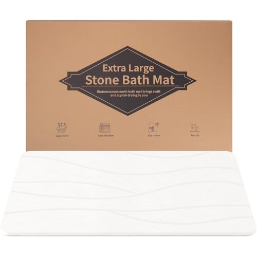 Dawntrees 80x50 Cm Stone Bath Mat,diatomite Stone Bath Shower Mat,bathroom,non Slip Quick Drying Diatomaceous Earth Bath Mat……