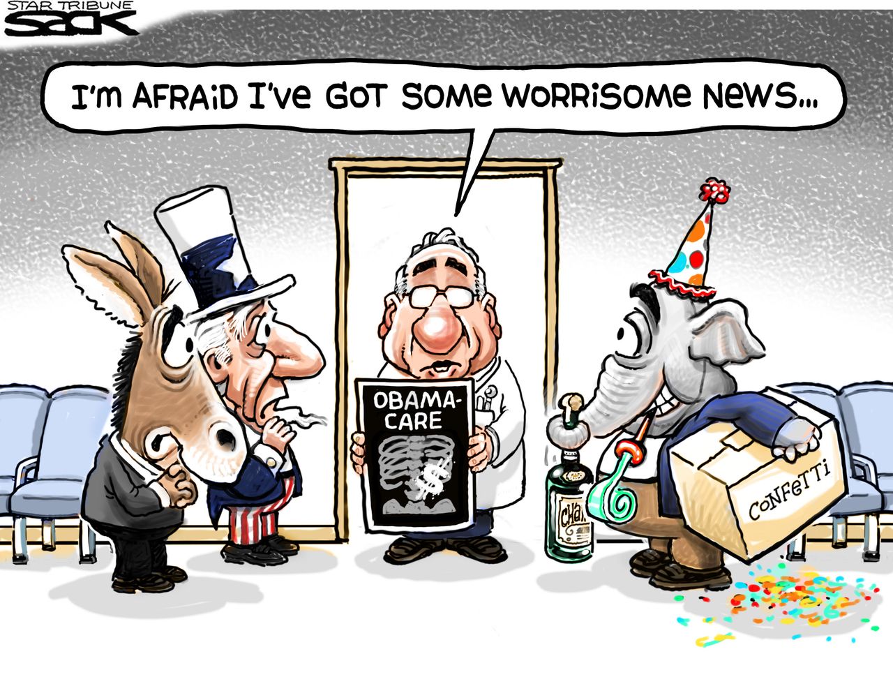 Political cartoon U.S. Obamacare failure