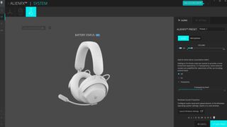 Alienware Command Center screenshot showing settings for Alienware Pro Wireless headset
