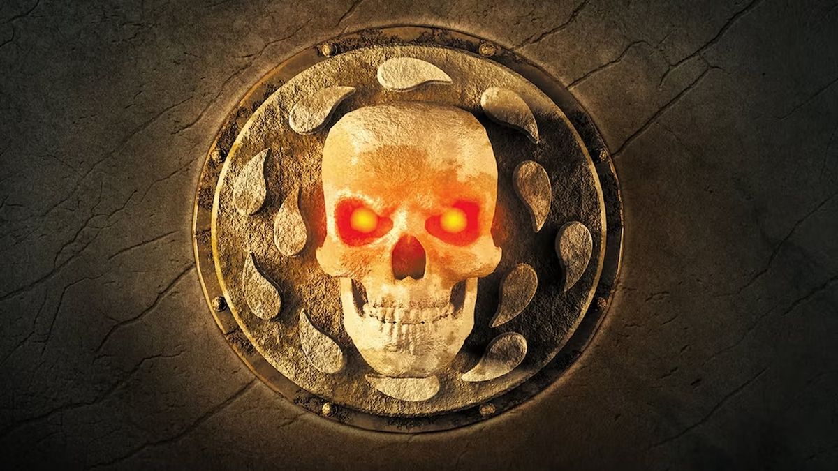 Baldur&#039;s Gate insignia showing the symbol of Bhaal, a skull surrounded by a ring of tear drops