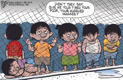 Political Cartoon U.S. Border Concentration Camps Statue of Liberty