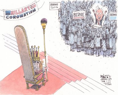 Political Cartoon U.S. Hillary Bernie