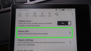 How to check if your kindle will lose internet access: tap device info