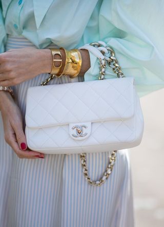 A white Chanel 2.55 bag