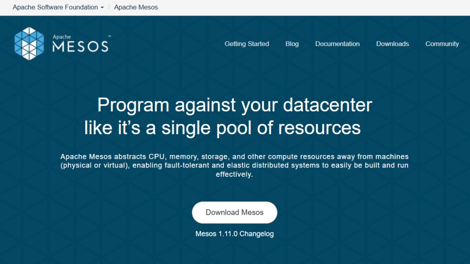 Website screenshot for Apache Mesos.