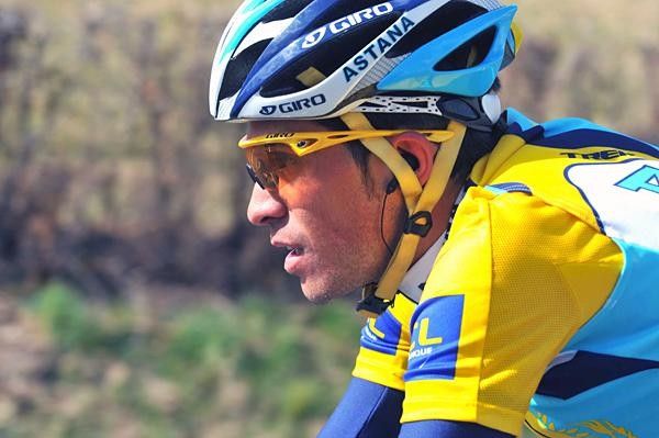 Race leader Alberto Contador (Astana) tried to keep out of trouble today.
