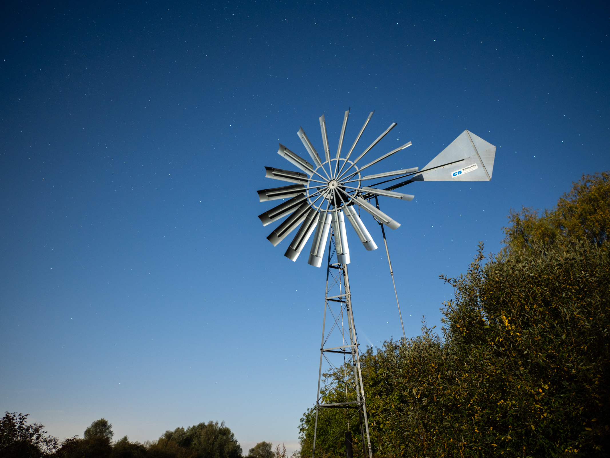 A windpump under moonlight shot with the Panasonic Leica Summilux DG 15mm f/1.7 ASPH