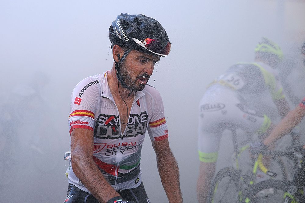 Francesco Mancebo (Skydive Dubai) cools down after the stage