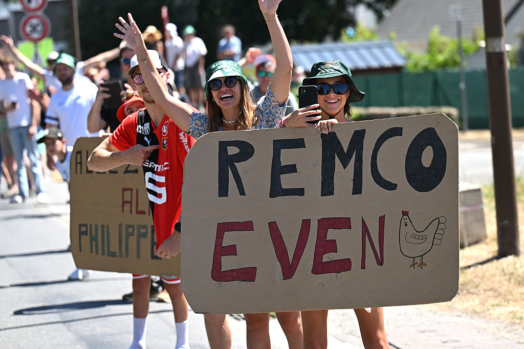 LAVAL, FRANCE - JULY 12: Fans during the 112th Tour de France, Stage 8 a 197km stage from Saint-Meen-le-Grand to Laval (Espace Mayenne) / #UCIWT / on July 12, 2025 in Laval, France.