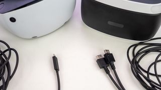 Comparing the PlayStation VR and PlayStation VR2 cords and connectors