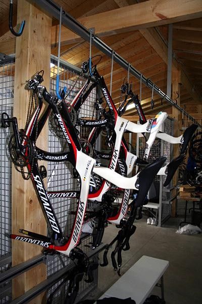 Freshly assembled Transitions. The rainbow saddle belongs to Paolo Bettini