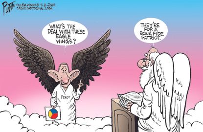 Editorial Cartoon U.S. Ross Perot Death Heaven Bona Fide Patriot