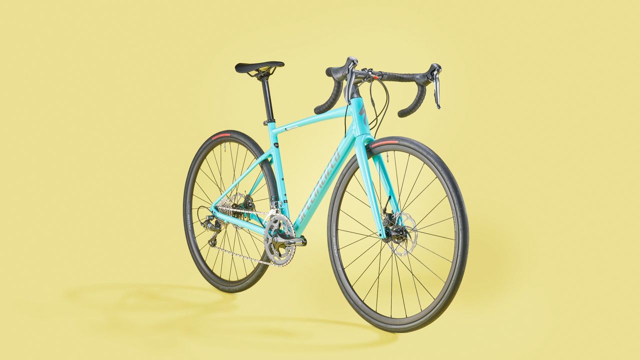 Specialized Allez blue on yellow background