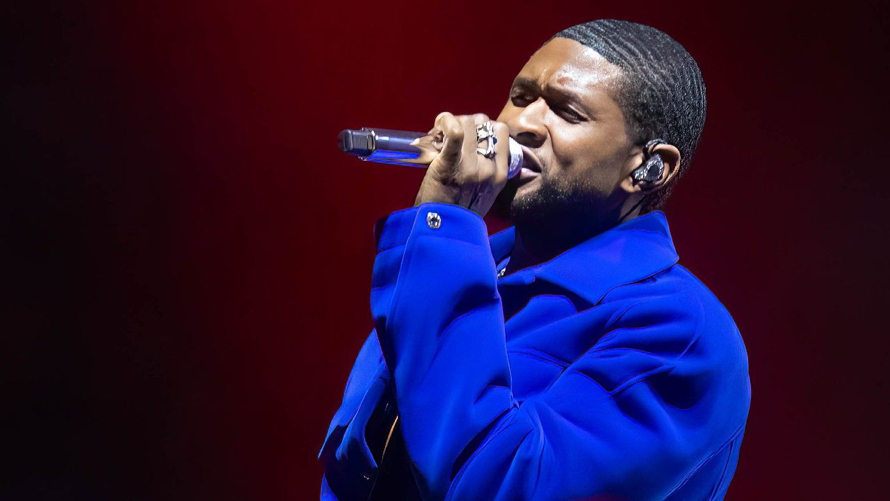 Usher performing