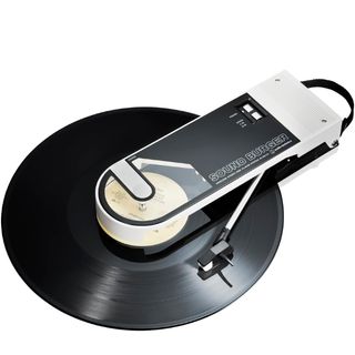 An Audio-Technica Sound Burger portable record player on a white background