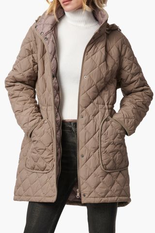 Diamond Quilted Hooded Puffer Coat