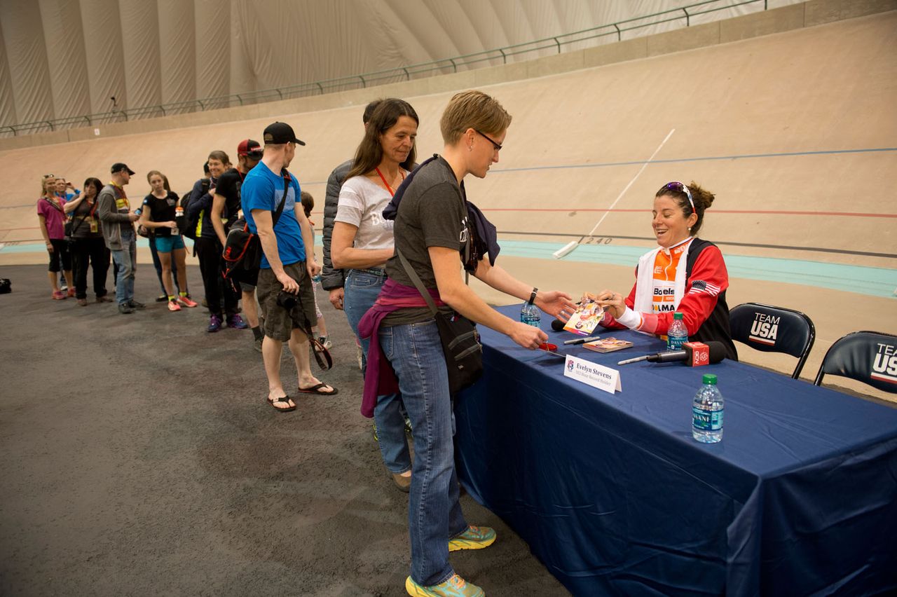 It's fan meeting time for Evelyn Stevens