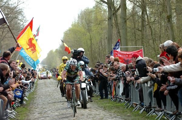 Jan Kuyckx in the forest of Arenberg at Paris-Roubaix in 2008.